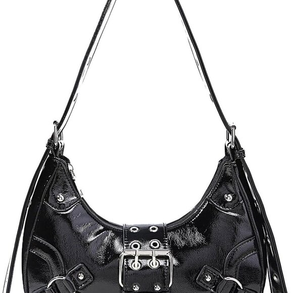 Women's Studded PU Leather Clutch Shoulder Tote Handbag Adjustable Strap Boho Ba - Picture 1 of 6